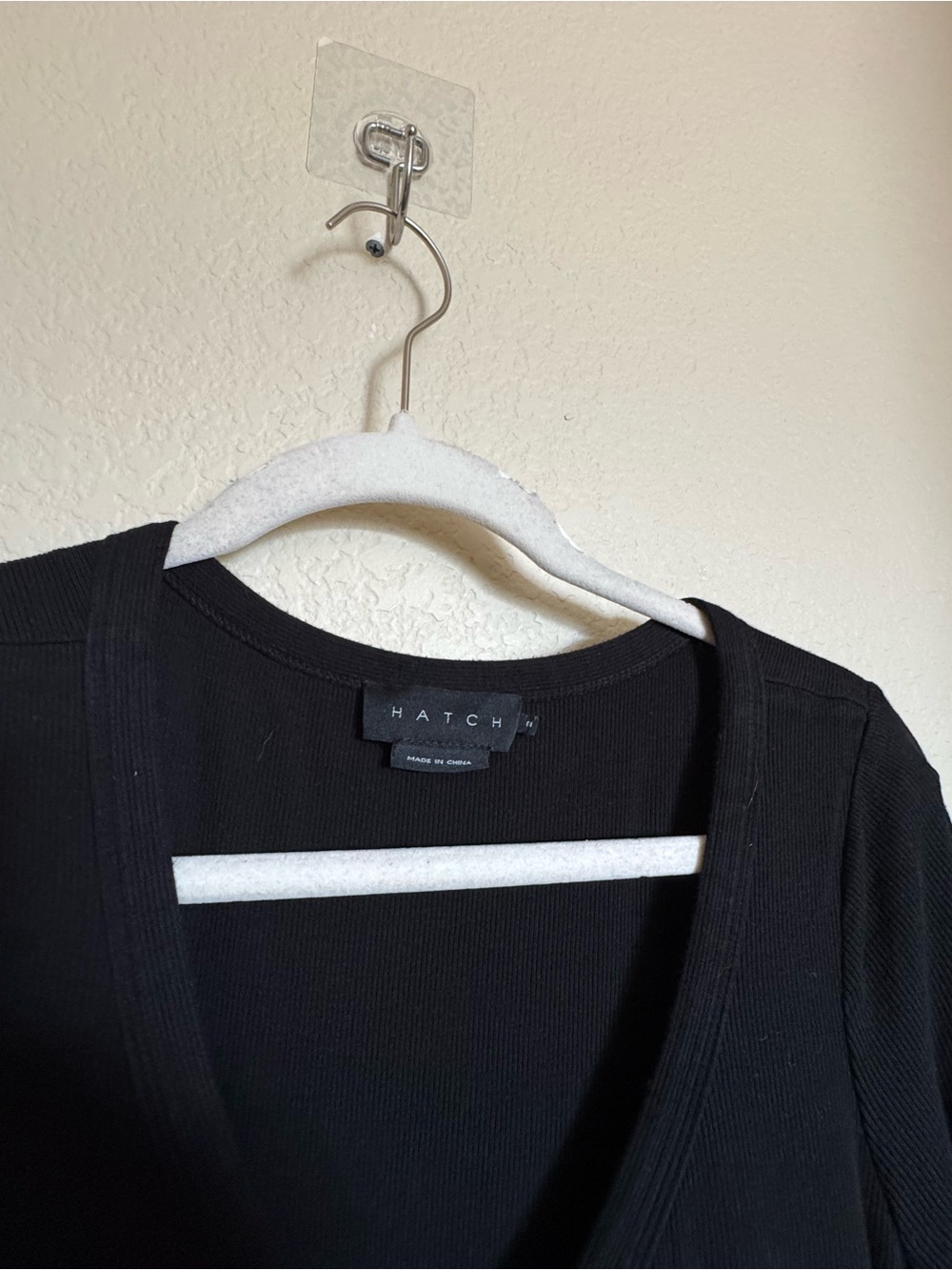 HATCH The Softest Rib Nursing Dress Long Sleeve Button Front Ribbed Black Sz 2 - Picture 4 of 7